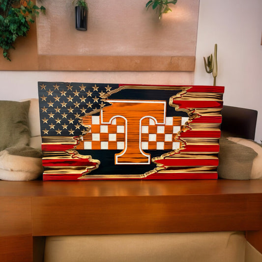 American/UT Checkerboard Tattered Flag